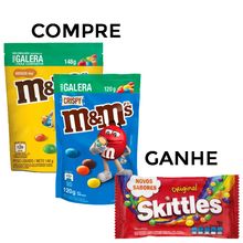 Kit com 2 M&Ms 1 Crispy 120g + 1 Amendoim 148g + Brinde Skittles