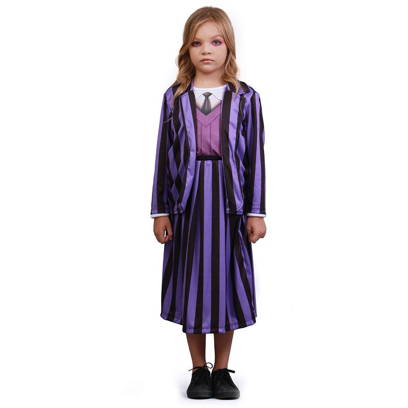 Fantasia Vandinha Família Addams - Uniforme Roxo Infantil - Halloween  P