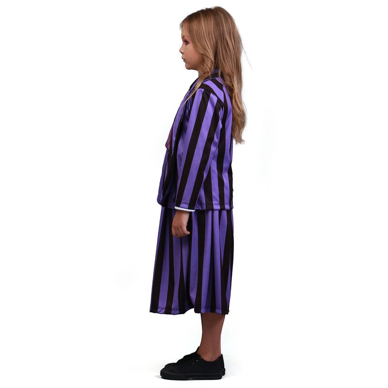 Fantasia Vandinha Família Addams - Uniforme Roxo Infantil - Halloween  P