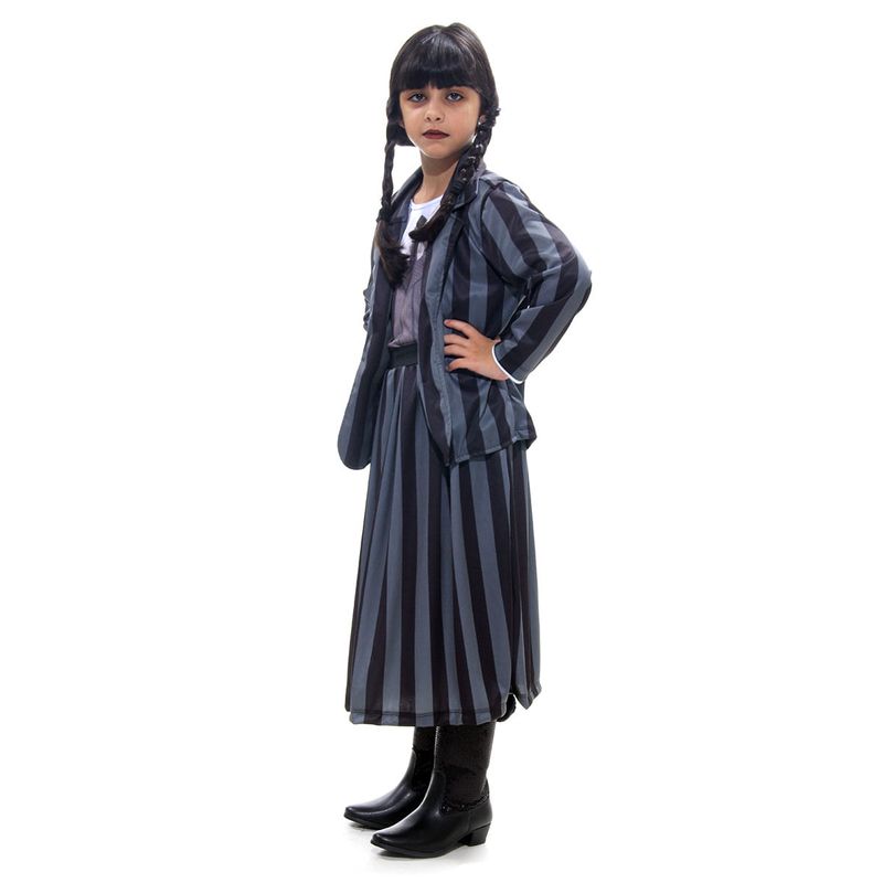 Fantasia Vandinha Familía Addams - Vestido Baile Infantil - Halloween