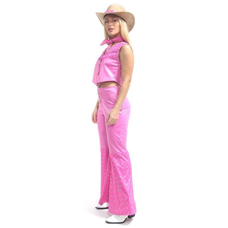 Fantasia Boneca Barbie CowGirl Rosa Adulto  G