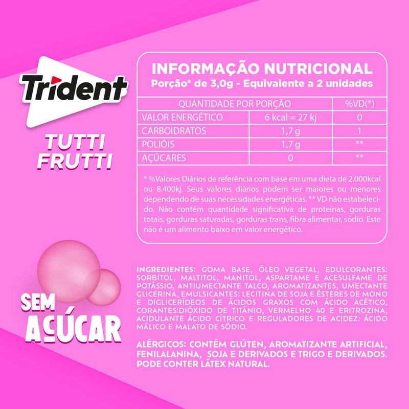 Goma de Mascar Trident Tutti Frutti - Adams