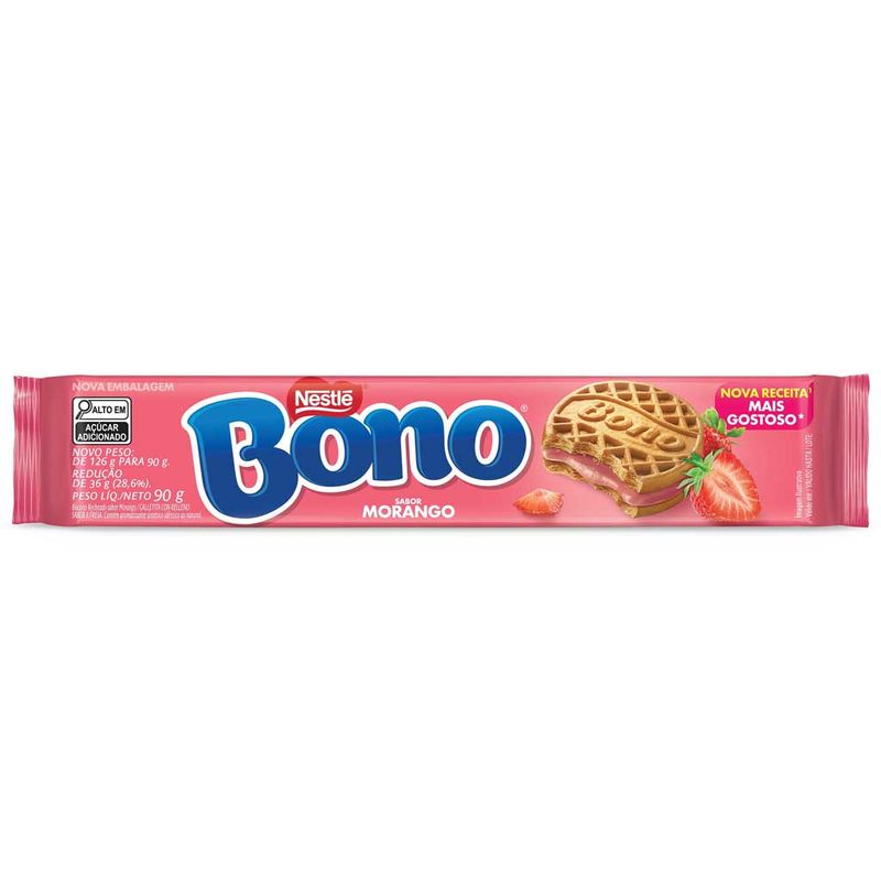 Biscoito Recheado Bono Morango 90g - Nestlé