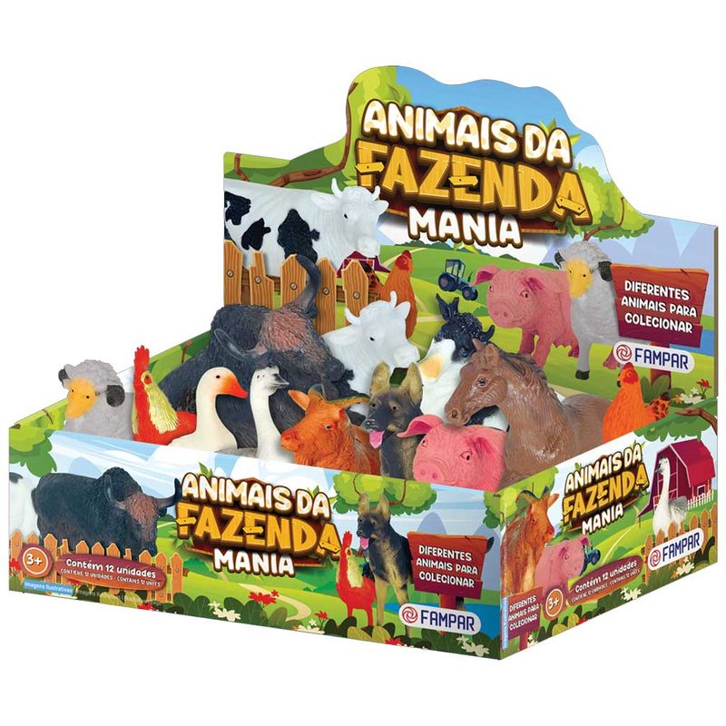 Caixa Animais da Fazenda Mania Sortidos c/12 - Fampar