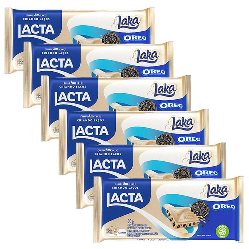 Kit 6 Tabletes Laka Oreo 80g - Lacta