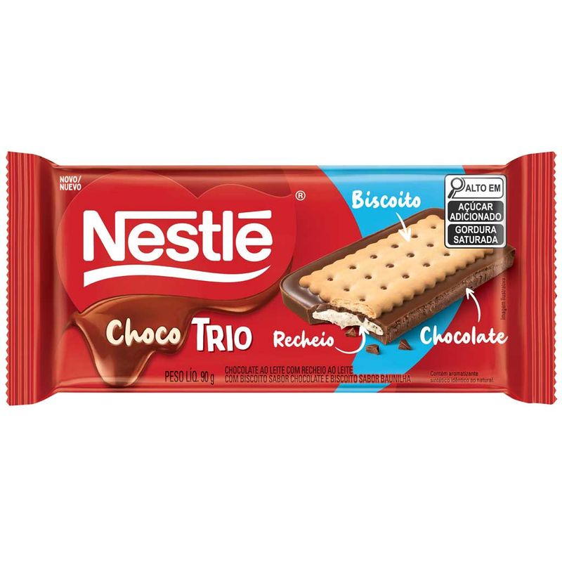 Tablete de Chocolate ao Leite ChocoTrio Leite 90g - Nestlé