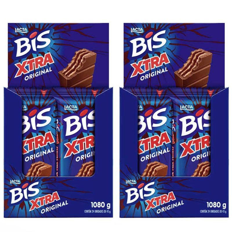 Kit 2 Displays Bis Xtra Ao Leite c/24 - Lacta