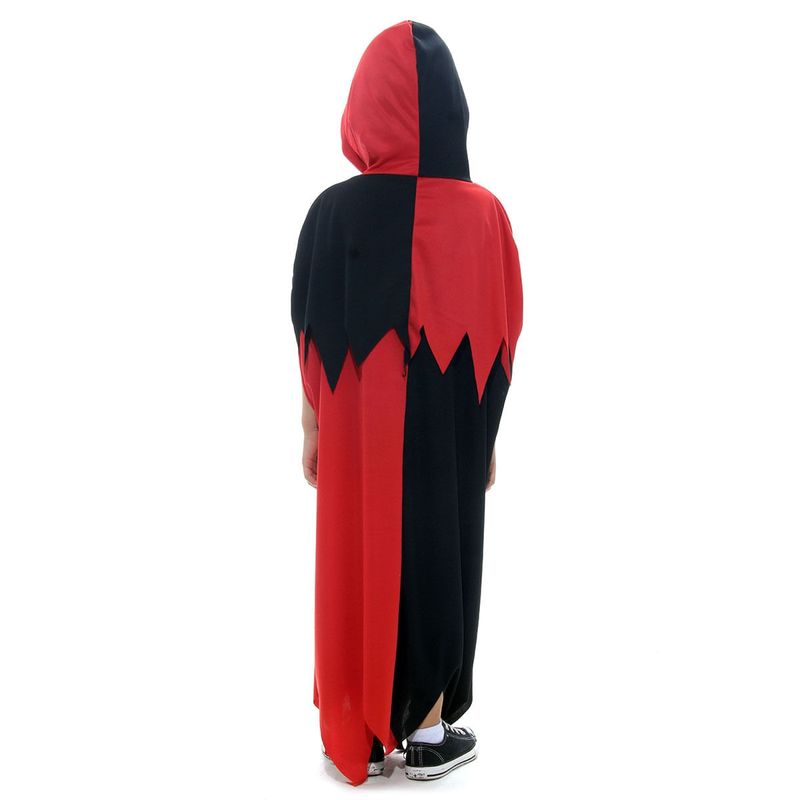 Fantasia Palhaço Preto e Vermelho Túnica Infantil com Máscara - Halloween
 P