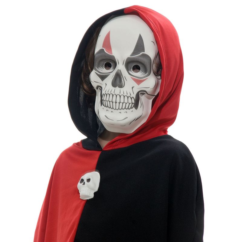 Fantasia Palhaço Preto e Vermelho Túnica Infantil com Máscara - Halloween
 P