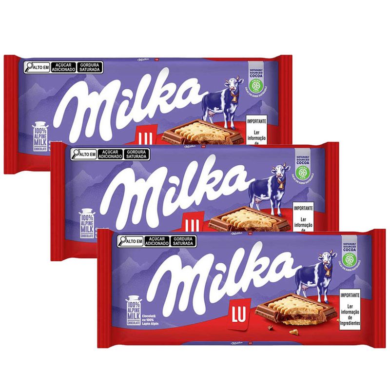 Kit 3 Tablete de Chocolate Lu Sandwich 87g - Milka