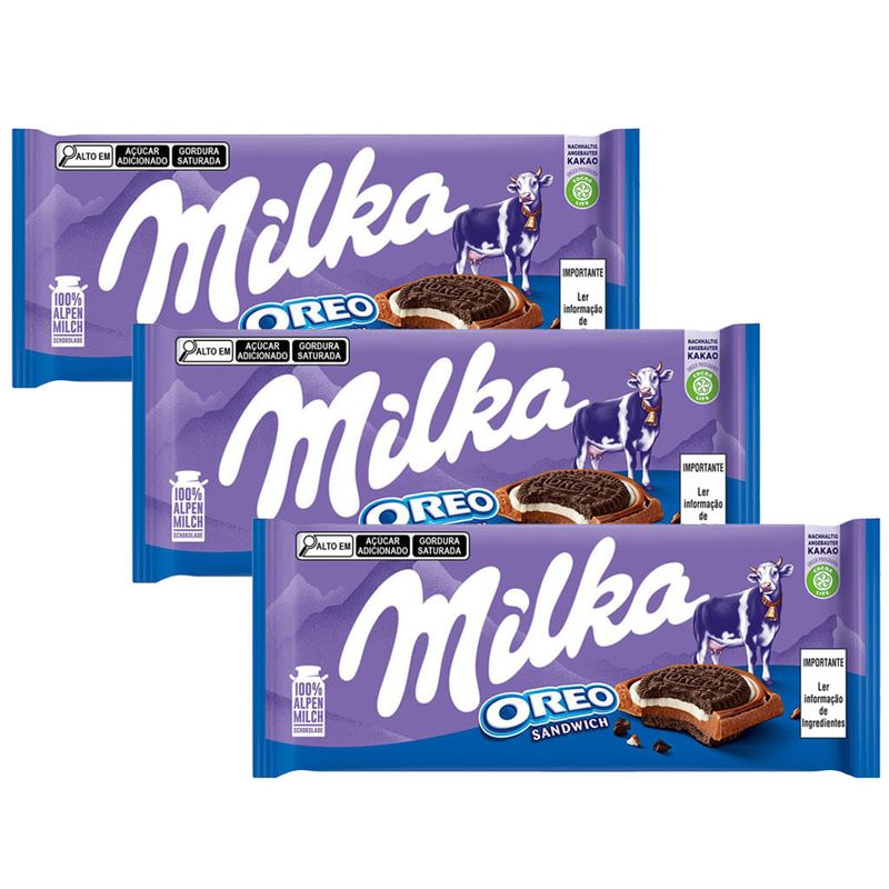 Kit 3 Tablete de Chocolate Oreo Sandwich 92g - Milka