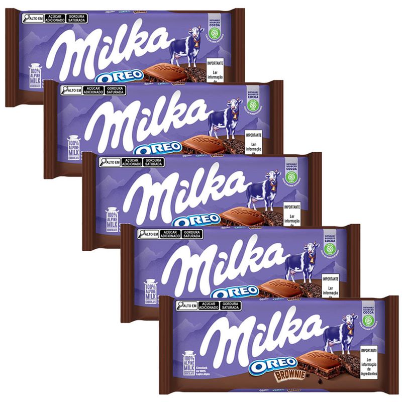Kit 5 Tablete de Chocolate Oreo Brownie 100g - Milka