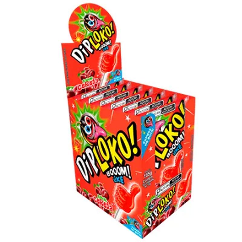 Pirulito Explosivo Dip Loko Boom Cereja 165g c/15 - Danilla