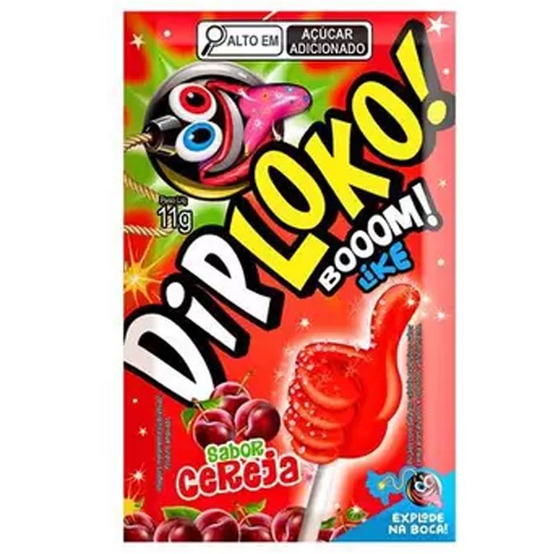 Pirulito Explosivo Dip Loko Boom Cereja 165g c/15 - Danilla