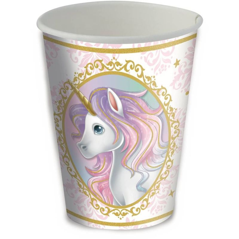 Copo de Papel 200ml Unicórnio - Festcolor - 8 Un