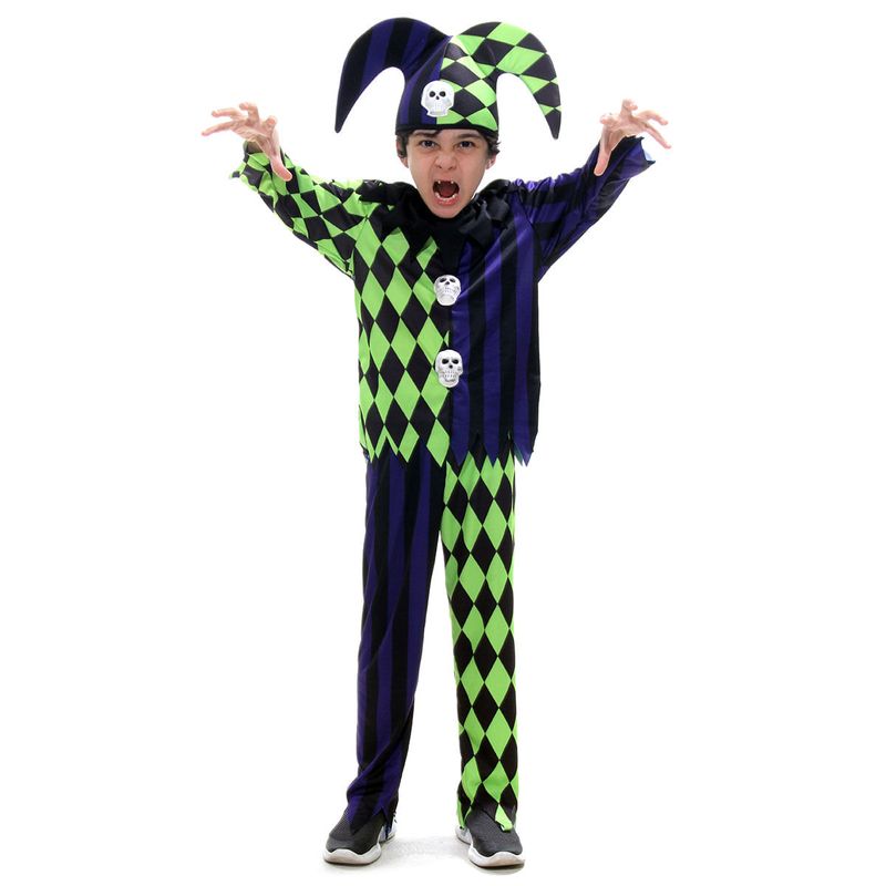 Fantasia Palhaço Do Terror Infantil Com Chapéu Halloween G