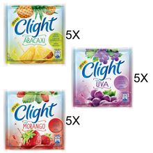 Kit Suco em Pó com 5un Abacaxi+5un Uva+5un Morango 8g - Clight