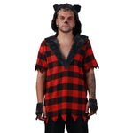 Fantasia Lobisomen Masculino Adulto Macacão Capuz Halloween P