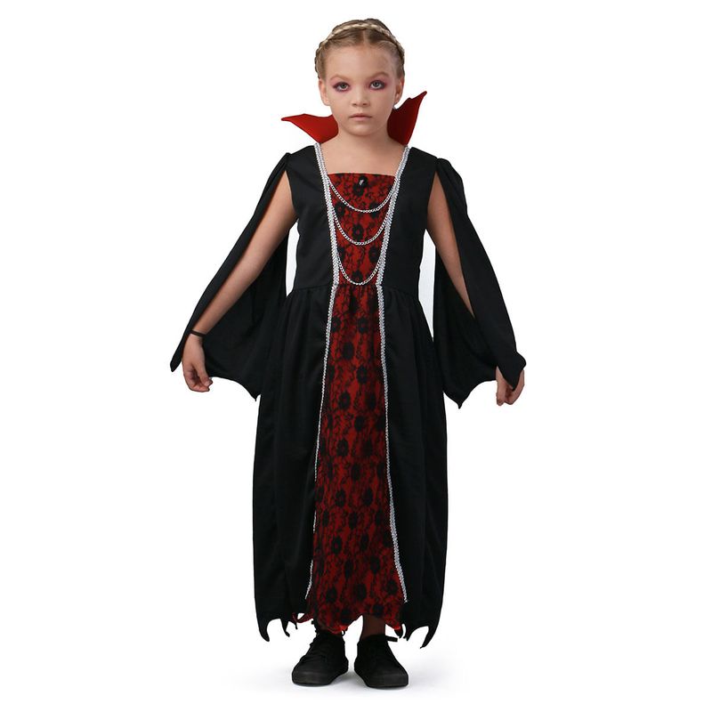 Fantasia Halloween Vampira Vitoriana Infantil Vestido Longo - 7 Artes BrinQ  Fantasias