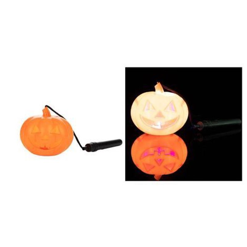 Abóbora Halloween com Haste e Luz - 11cm