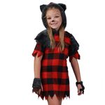 Fantasia Lobisomen Feminino Infantil Macacão Capuz Halloween P