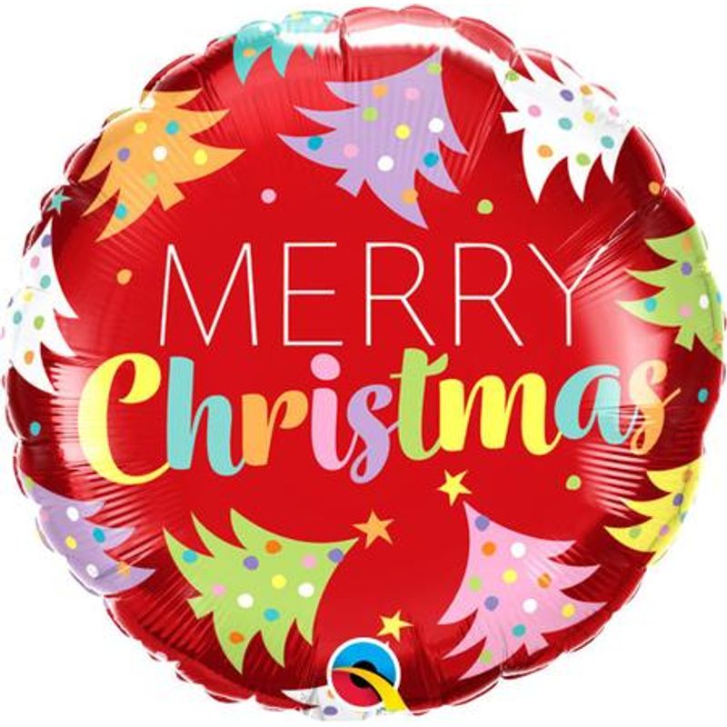 Balão Qualatex 18" - Redondo - Christmas-Árvore Vermelha - 1 Un