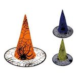 Chapeu Bruxa Teia de Aranha Halloween - Cores Variadas - 36 Cm