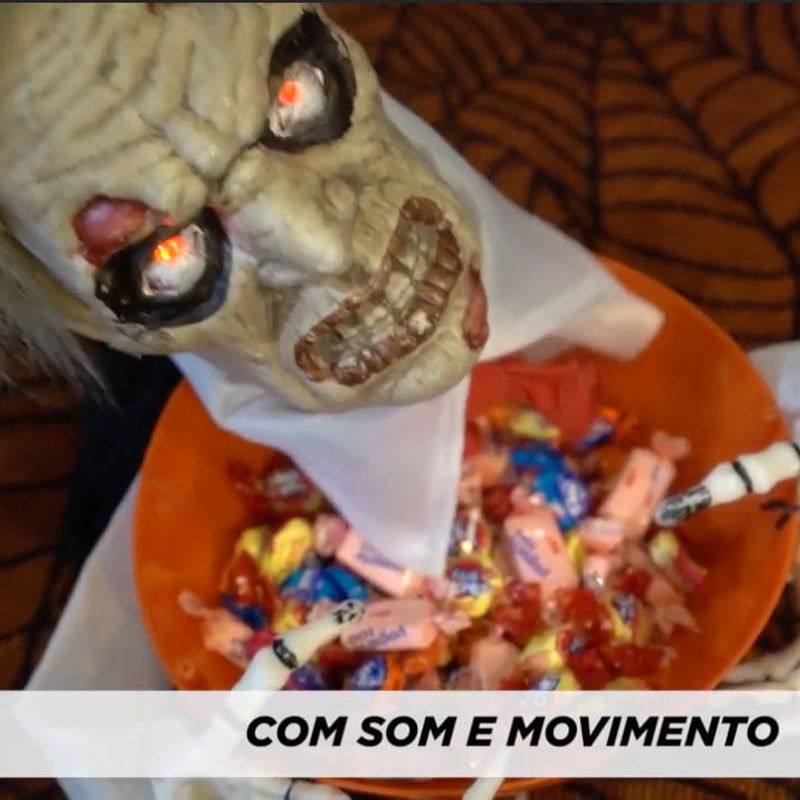 Baleiro de Halloween com Luz e Movimento Velho Zumbi - 1 Un