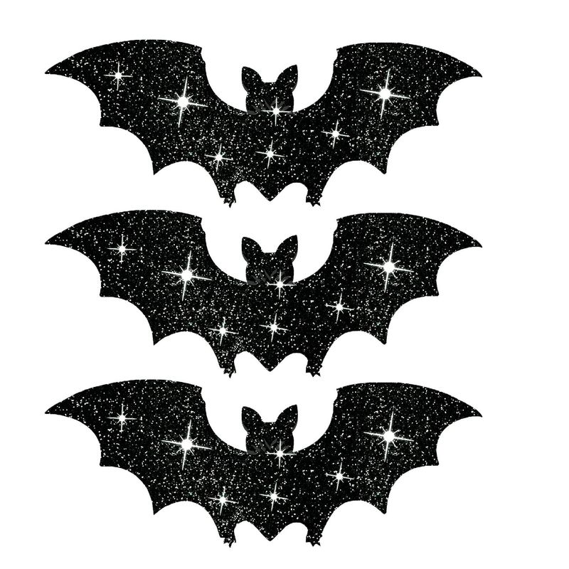Paineis Relevo para Decoração Halloween Morcegos 3D Glitter