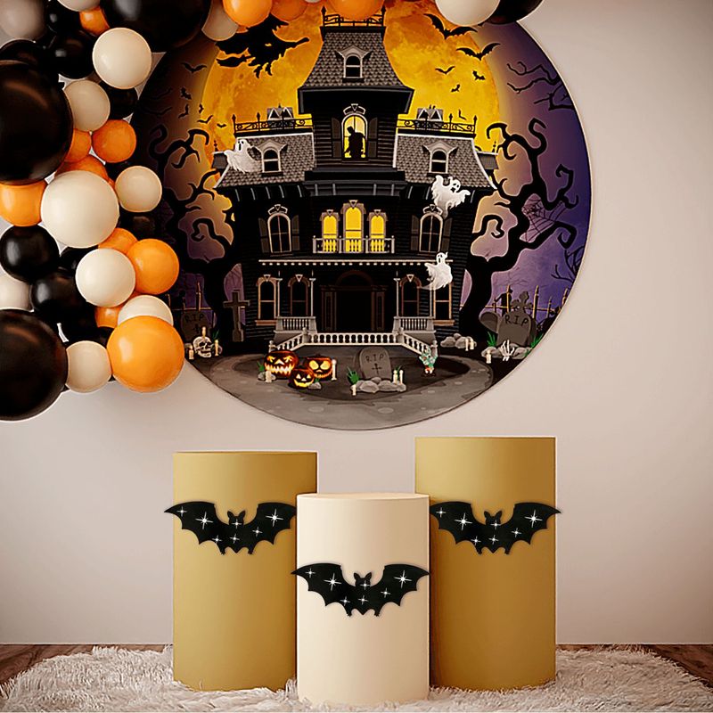 Paineis Relevo para Decoração Halloween Morcegos 3D Glitter