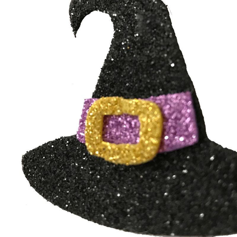 Aplique Glitter para Decoração Halloween Chapéu de Bruxa em EVA