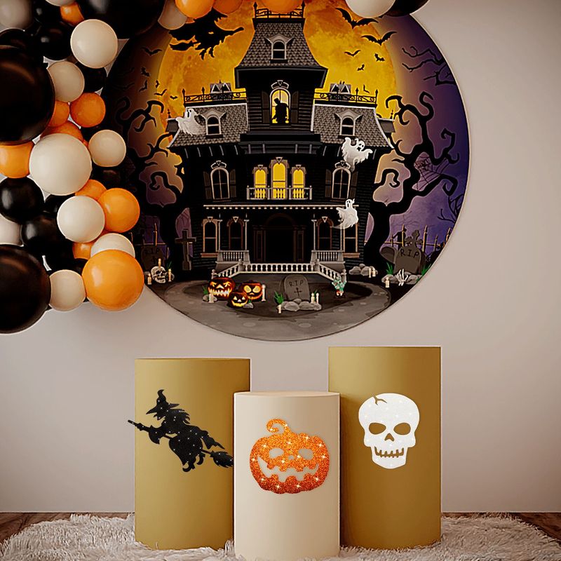 Aplique Glitter para Decoração Halloween Abóbora Grande em EVA