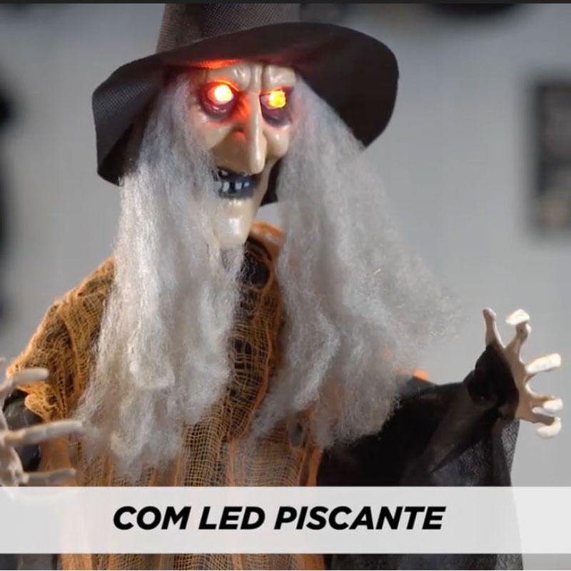Boneco Halloween Bruxa Alcina com Som e Luz - Extra Festas