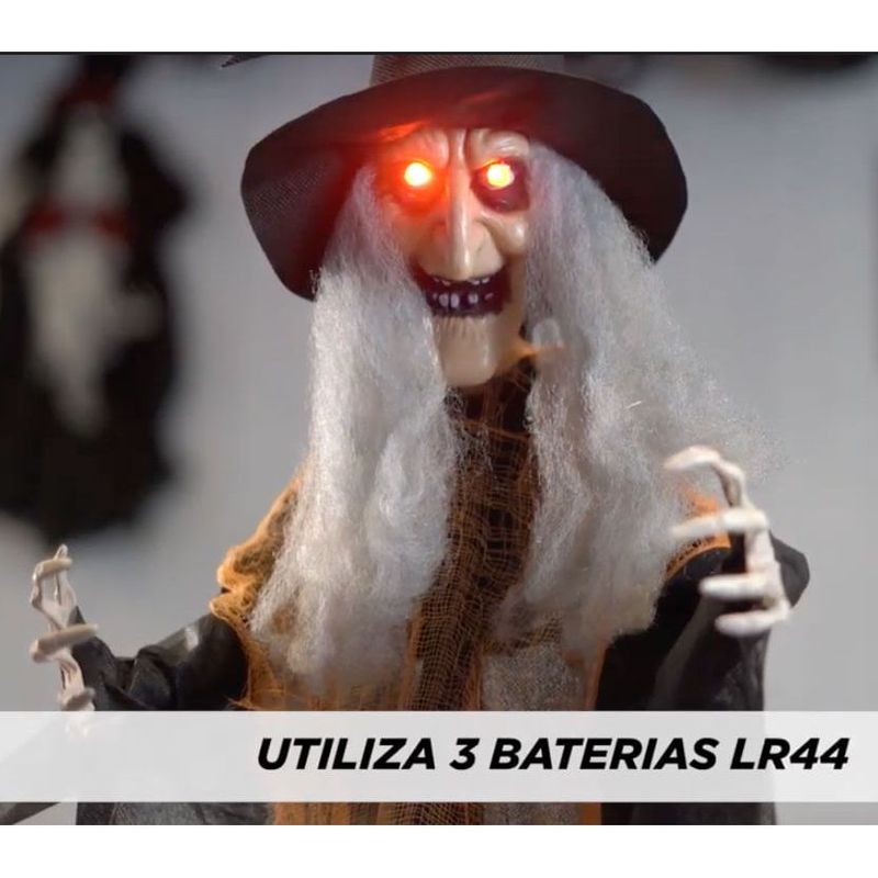 Boneco Bruxa Preto e Laranja com Luz 70X8X90