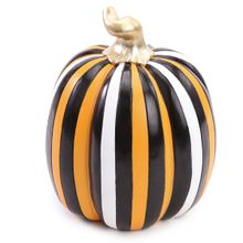 Abóbora Listras Branco / Preto / Laranja para Decoração de Halloween - Cromus - 1Un