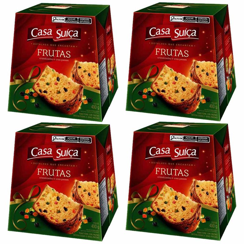 Kit com 4 Panettone Frutas 400g - Casa Suíça