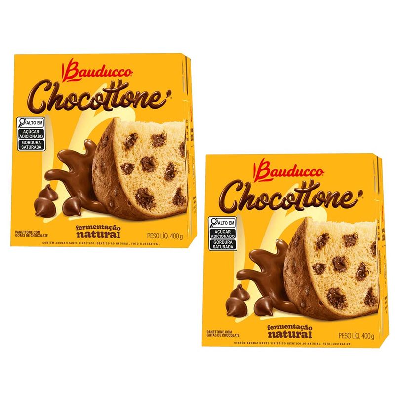 Kit com 2 Chocottone Gotas Chocolate 400g - Bauducco