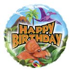 Balão Qualatex 09" - Redondo Solto - Happy Birthday-Dinossauros - 1 Un