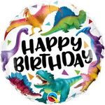 Balão Qualatex 09" - Redondo Solto - Happy Birthday-Dinossauros - 1 Un