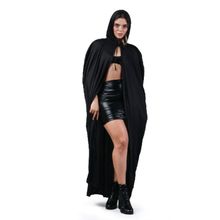 Capa Preta Longa Com Capuz Adulto P/ Halloween Abrakadabra