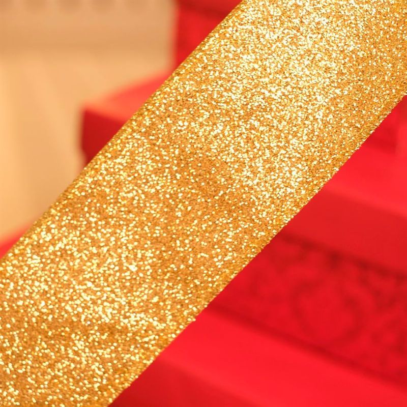 Fita de Natal Glitter Ouro 6,3cm - 1 Un