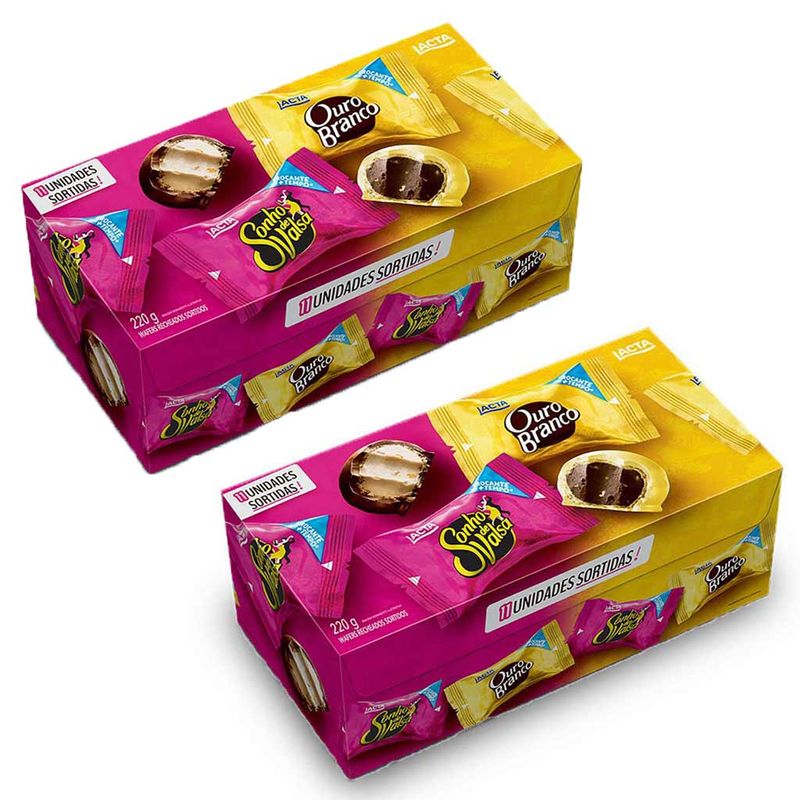 Kit com 2 Caixas De Bombom Sortidos Ouro Branco e Sonho de Valsa 220g - Lacta
