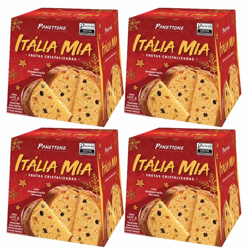 Kit com 4 Panetone Frutas Italia Mia 400g Vegano - Romanato