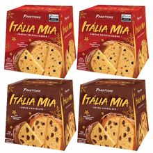 Kit com 2 Panetone Frutas + 2 Panetone Gotas Italia Mia 400g Vegano - Romanato