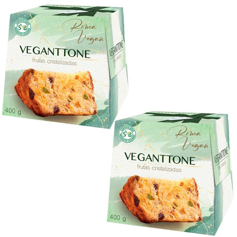 Kit com 2 Panetone Frutas Veganttone 400g Vegano Certificado - Romanato