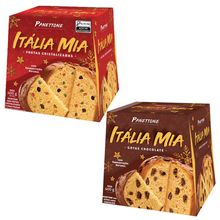 Kit com 1 Panetone Frutas + 1 Panetone Gotas Italia Mia 400g Vegano - Romanato