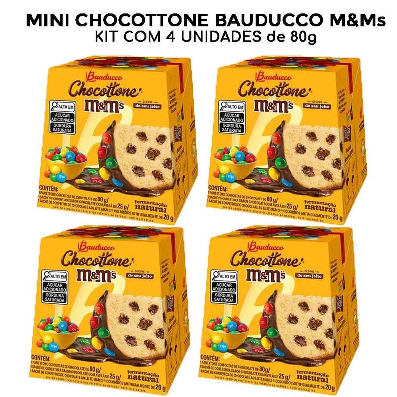 Kit com 4 Mini Chocottone M&Ms 80g - Bauducco