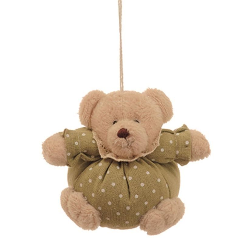 Urso Redondo Roupa Poá Verde Claro e Branco (Patchwork Color)