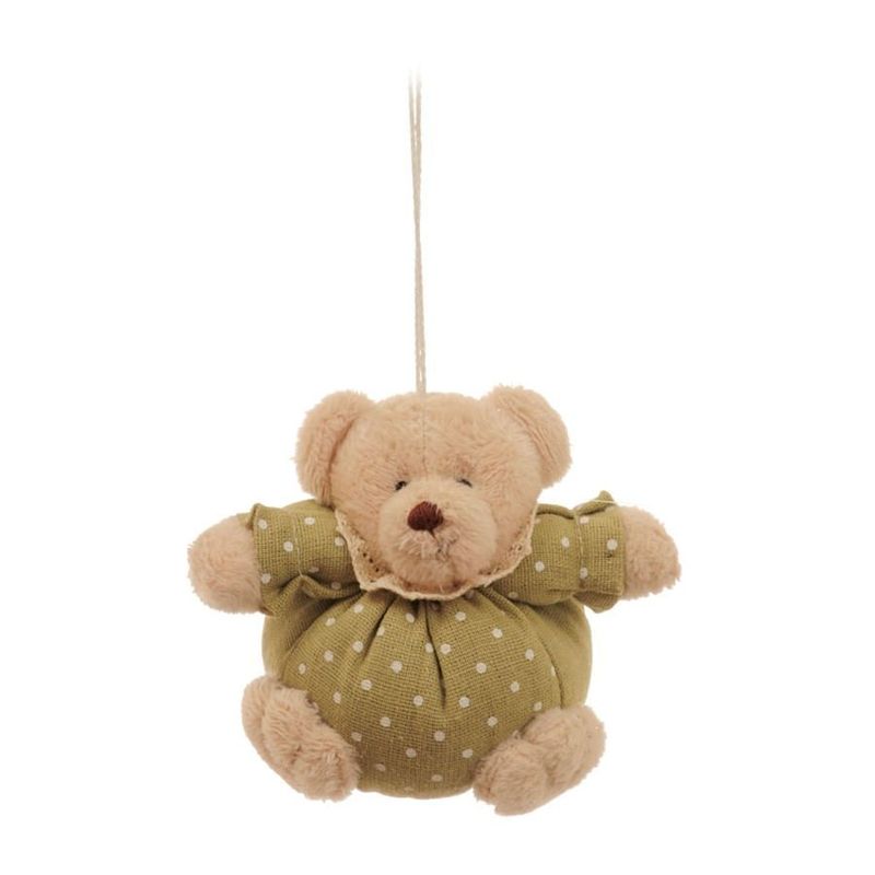 Urso Redondo Roupa Poá Verde Claro e Branco (Patchwork Color)