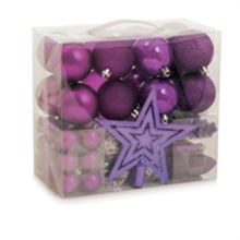 Festão, Bolas, Cordão Roxo (Bolas) Kit com 51 Peças